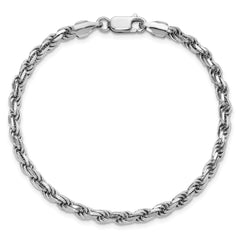 Sterling Silver Rhodium-plated 3.75mm Diamond-cut Rope Chain - 11