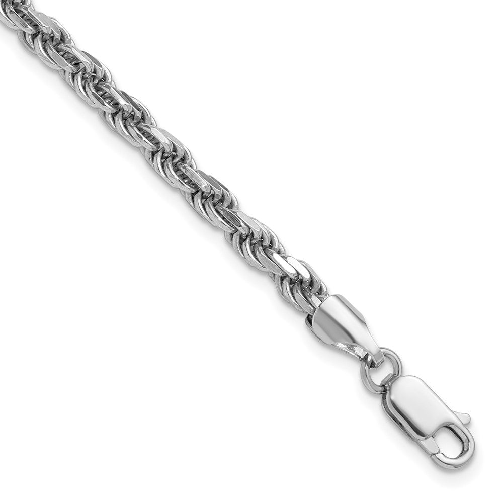 Sterling Silver Rhodium-plated 3.75mm Diamond-cut Rope Chain - 11