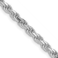Sterling Silver Rhodium-plated 3.75mm Diamond-cut Rope Chain - 9