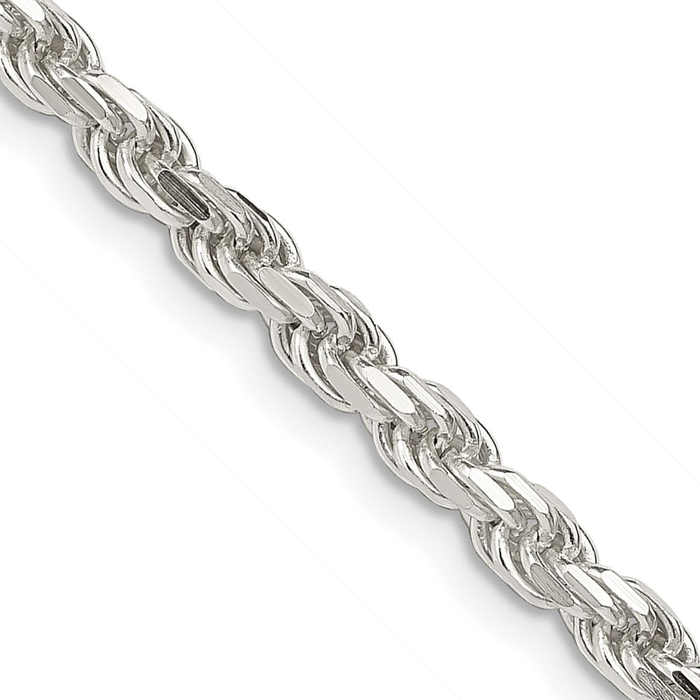 Sterling Silver 3.75mm Diamond-cut Rope Chain - 9