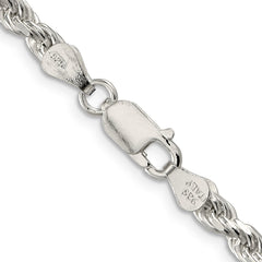 Sterling Silver 4.25mm Diamond-cut Rope Chain - 11