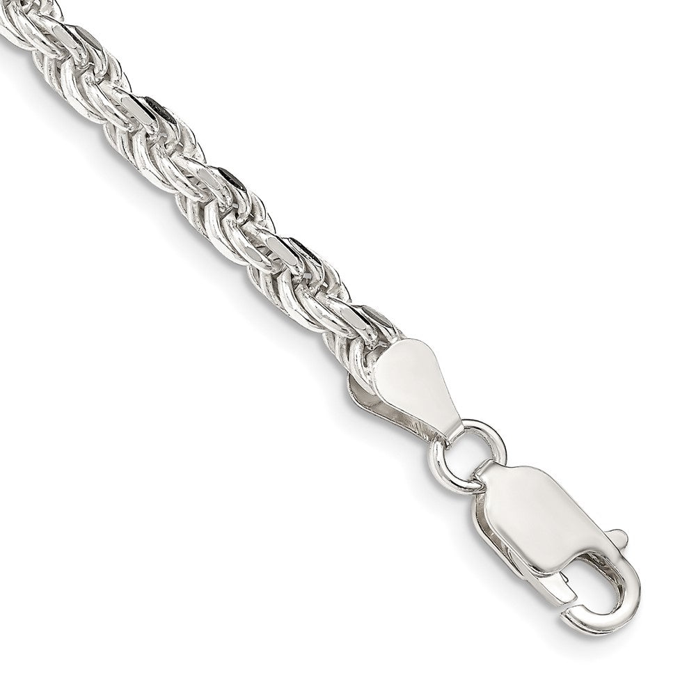 Sterling Silver 4.25mm Diamond-cut Rope Chain - 12