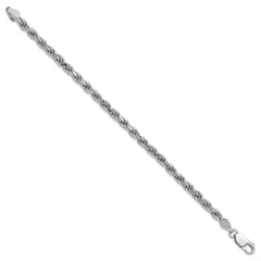 Sterling Silver Rhodium-plated 4.25mm Diamond-cut Rope Chain - 11