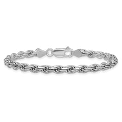 Sterling Silver Rhodium-plated 4.25mm Diamond-cut Rope Chain - 3