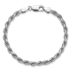 Sterling Silver Rhodium-plated 4.25mm Diamond-cut Rope Chain - 4