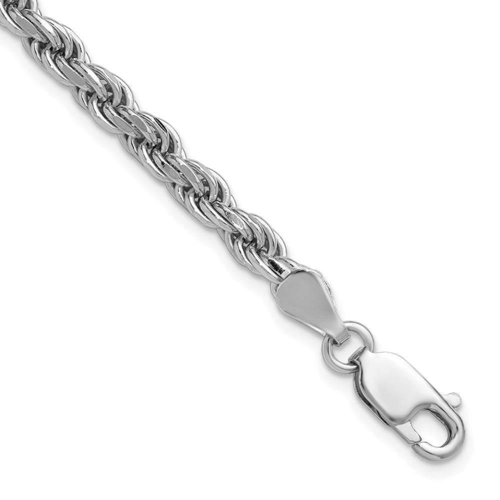 Sterling Silver Rhodium-plated 4.25mm Diamond-cut Rope Chain - 4