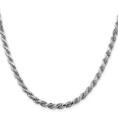 Sterling Silver Rhodium-plated 4.6mm Diamond-cut Rope Chain - 8