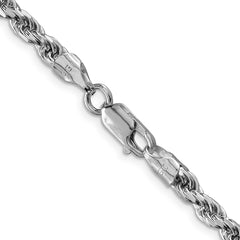 Sterling Silver Rhodium-plated 4.6mm Diamond-cut Rope Chain - 11