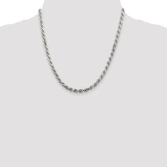 Sterling Silver Rhodium-plated 4.6mm Diamond-cut Rope Chain - 2