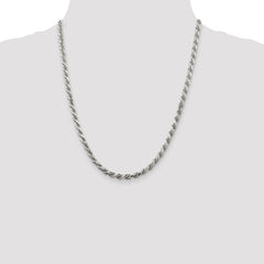 Sterling Silver Rhodium-plated 4.6mm Diamond-cut Rope Chain - 8
