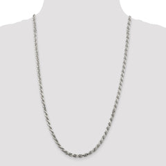 Sterling Silver Rhodium-plated 4.6mm Diamond-cut Rope Chain - 10