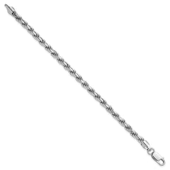 Sterling Silver Rhodium-plated 4.6mm Diamond-cut Rope Chain - 7