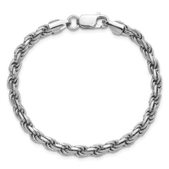 Sterling Silver Rhodium-plated 4.6mm Diamond-cut Rope Chain - 7