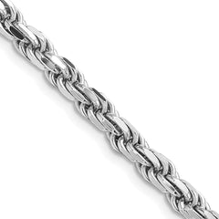 Sterling Silver Rhodium-plated 4.6mm Diamond-cut Rope Chain - 11