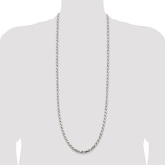 Sterling Silver 5.75mm Diamond-cut Rope Chain - 6