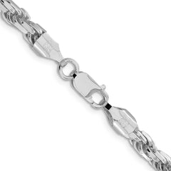 Sterling Silver Rhodium-plated 5.75mm Diamond-cut Rope Chain - 2