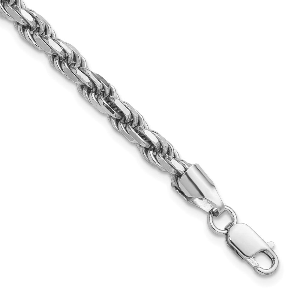 Sterling Silver Rhodium-plated 5.75mm Diamond-cut Rope Chain - 4