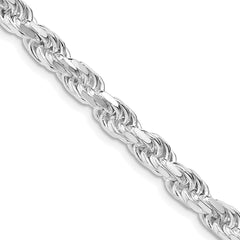 Sterling Silver Rhodium-plated 5.75mm Diamond-cut Rope Chain - 3