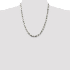 Sterling Silver 6.5mm Diamond-cut Rope Chain - 4