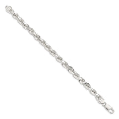 Sterling Silver 6.5mm Diamond-cut Rope Chain - 9