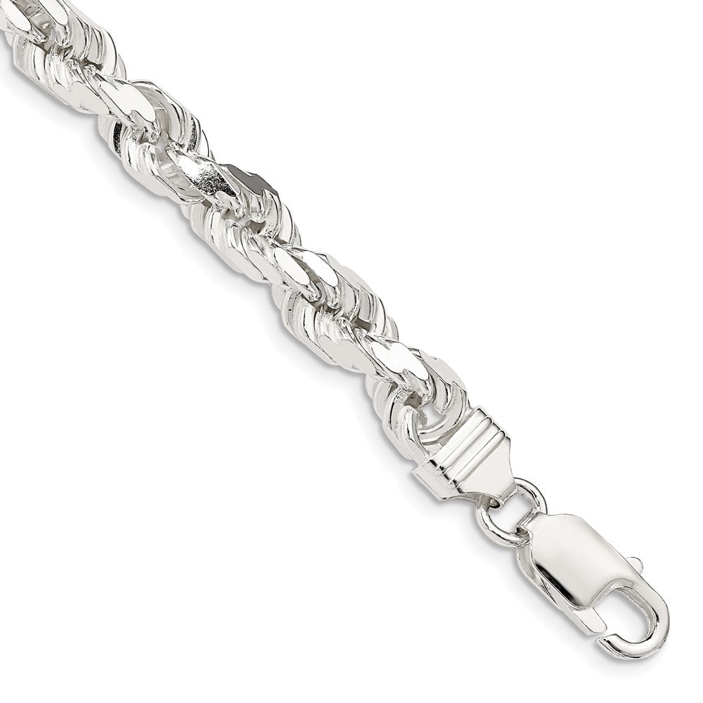 Sterling Silver 6.5mm Diamond-cut Rope Chain - 10