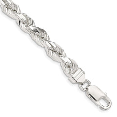 Sterling Silver 6.5mm Diamond-cut Rope Chain - 10