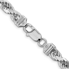 Sterling Silver Rhodium-plated 6.5mm Diamond-cut Rope Chain - 8