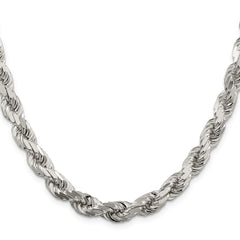 Sterling Silver 7.8mm Diamond-cut Rope Chain - 8