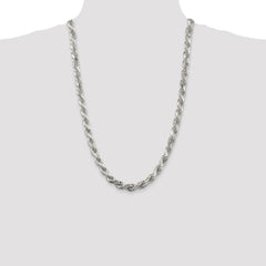 Sterling Silver 7.8mm Diamond-cut Rope Chain - 8