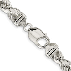 Sterling Silver Rhodium-plated 7.8mm Diamond-cut Rope Chain - 8