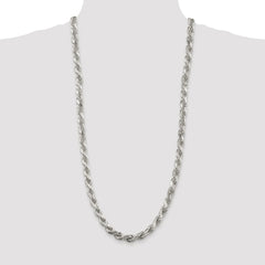 Sterling Silver Rhodium-plated 7.8mm Diamond-cut Rope Chain - 7