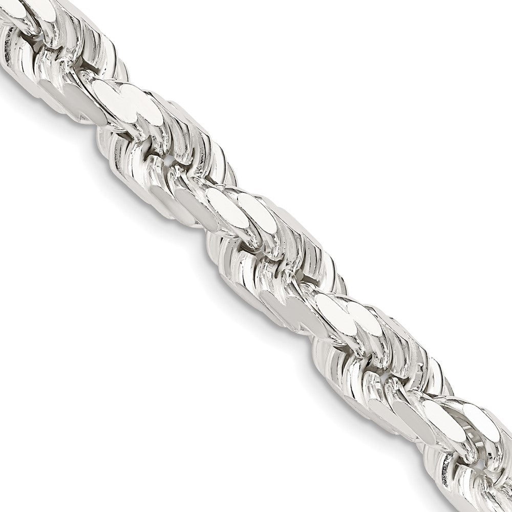 Sterling Silver 7.8mm Diamond-cut Rope Chain - 8
