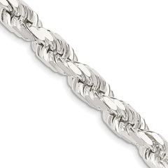 Sterling Silver 7.8mm Diamond-cut Rope Chain - 8