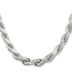 Sterling Silver 9.0mm Diamond-cut Rope Chain - 6