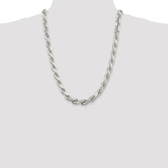 Sterling Silver 9.0mm Diamond-cut Rope Chain - 2