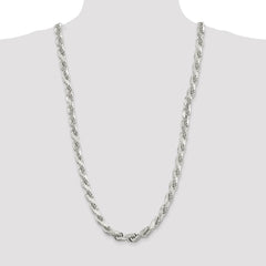 Sterling Silver 9.0mm Diamond-cut Rope Chain - 6