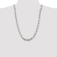 Sterling Silver Rhodium-plated 9.0mm Diamond-cut Rope Chain - 3