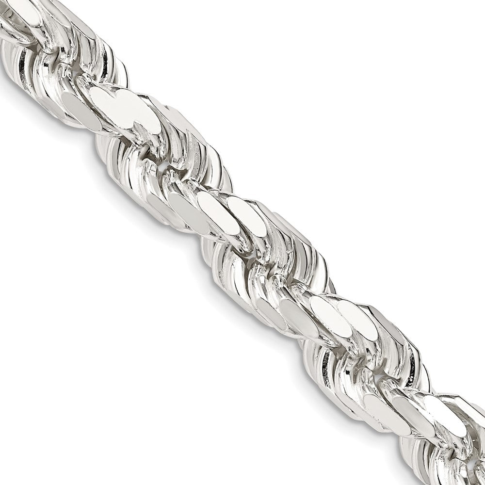 Sterling Silver 9.0mm Diamond-cut Rope Chain - 6