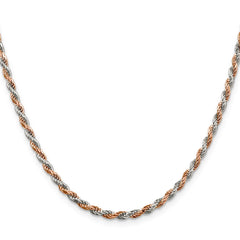Sterling Silver And Rose Vermeil 2.5mm Diamond-cut Rope Chain - 6