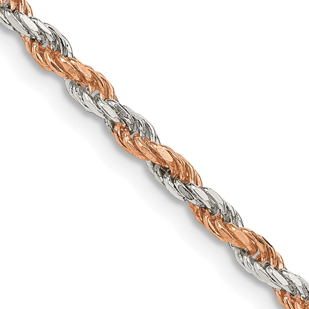 Sterling Silver And Rose Vermeil 2.5mm Diamond-cut Rope Chain - 6
