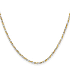 Sterling Silver And Vermeil 1.85mm Diamond-cut Rope Chain - 7