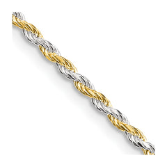 Sterling Silver And Vermeil 1.85mm Diamond-cut Rope Chain - 7