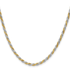 Sterling Silver And Vermeil 2.5mm Diamond-cut Rope Chain - 8