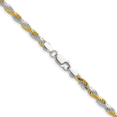 Sterling Silver And Vermeil 3.5mm Diamond-cut Rope Chain - 8