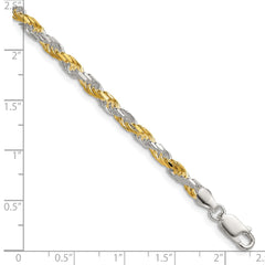 Sterling Silver And Vermeil 3.5mm Diamond-cut Rope Chain - 9