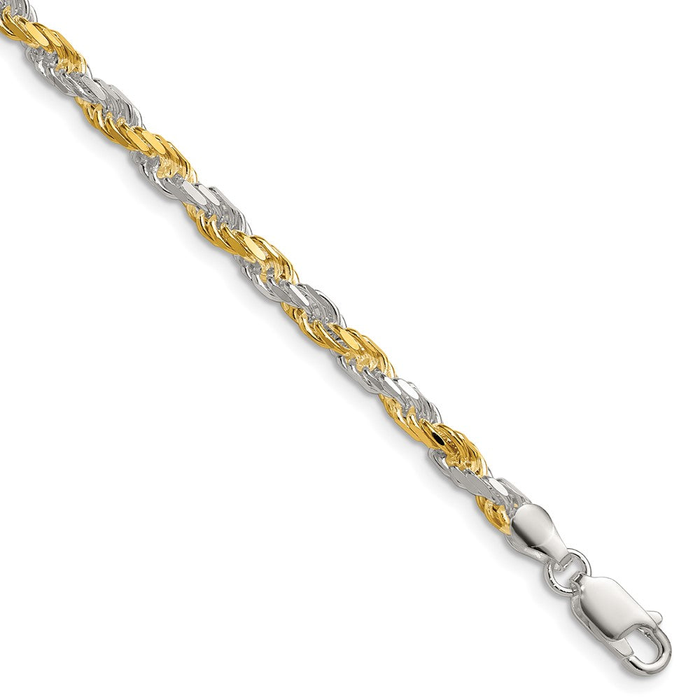 Sterling Silver And Vermeil 3.5mm Diamond-cut Rope Chain - 9