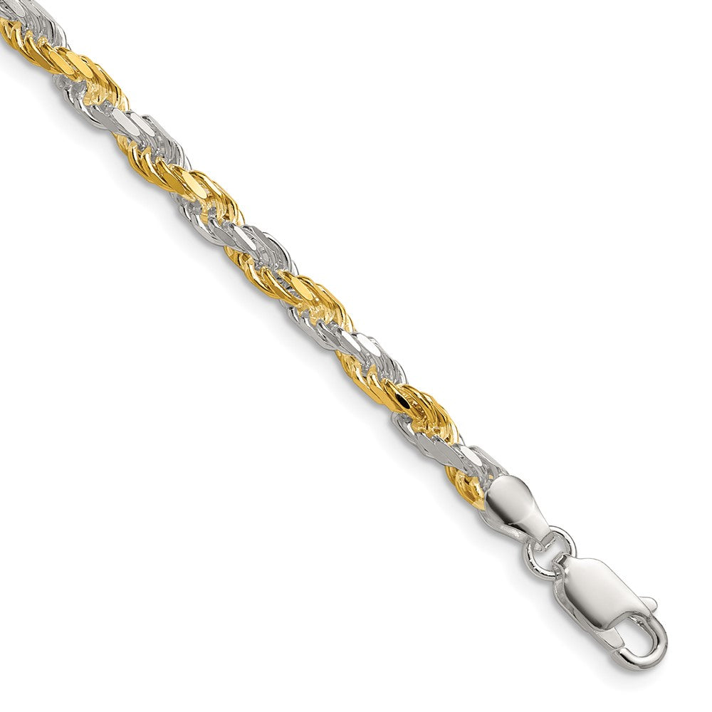 Sterling Silver And Vermeil 3.5mm Diamond-cut Rope Chain - 8