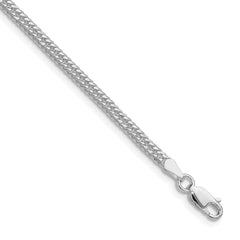 Sterling Silver Rhodium-plated 3.0mm Double Diamond-cut Curb Chain - 3