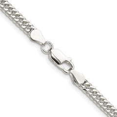 Sterling Silver Rhodium-plated 3.9mm Double Diamond-cut Curb Chain - 4