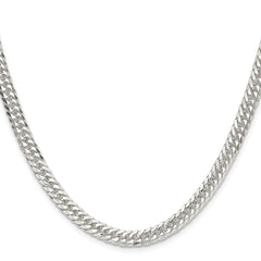 Sterling Silver Rhodium-plated 5.7mm Double Diamond-cut Curb Chain - 2
